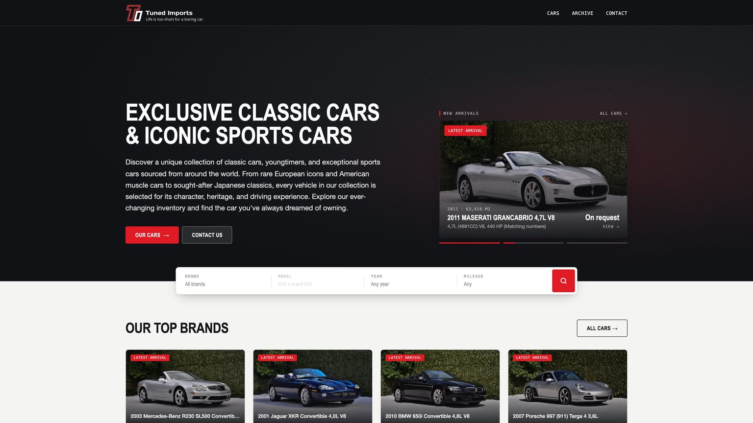 Nieuwe website van Tuned Imports