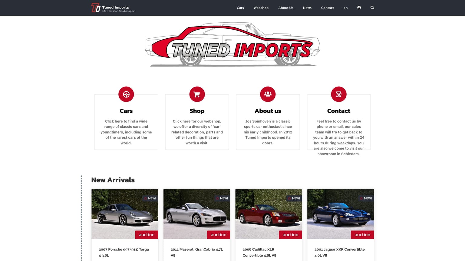Oude website van Tuned Imports