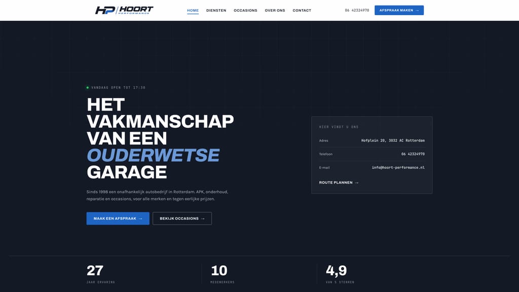 Garagemaatje-website, ontwerp Bold en industrieel