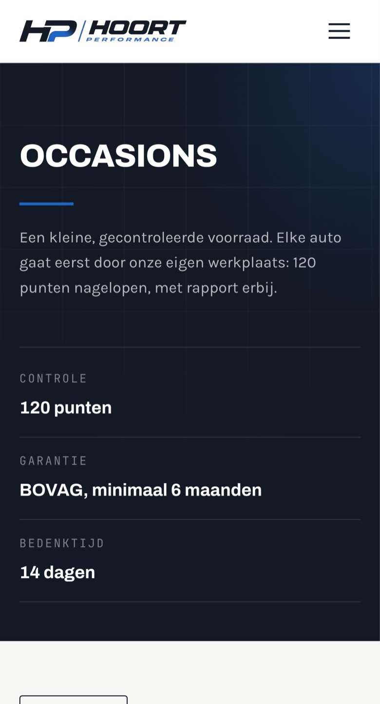 Voor importspecialisten op een Garagemaatje-website, voorbeeld 2